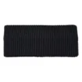 Solid black knitted headband with ribbed texture, perfect for daily wear and face wash. - Black
