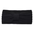 Black knitted bow headband solid winter warm hair accessory for women daily wear style - Black