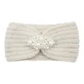 Beige knitted pearl headband winter warm hair band elegant hair accessories for women - Beige