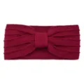 Red knitted bow headband, warm fleece hair band, stylish striped winter hair accessories. - Burgundy