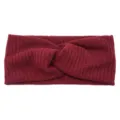 Fascia in maglia bordeaux da donna, fascia per capelli intrecciata unita, scaldino morbido yoga. - Borgogna