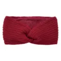 Red knitted twist headband, fleece lined winter ear warmer and cold weather hair accessory. - Wine Red