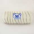 Korean style knitted hair band with cute blue bear embroidery, wide headband for women daily wear. - Beige
