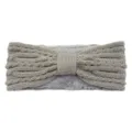 Gray plush knit headband, fleece lined winter warm hair accessory, stylish bow sport hair band. - Light Gray