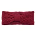 Winter warm knitted headband with cute bow design, thick plush lining for cold weather wear. - Wine Red