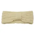 Beige cable knit headband for women, stylish winter hair accessory and warm ear warmer. - Bow Cable Knit Headband (MT22-025) / Beige