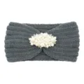 Grey knitted headband with pearl embellishment, stylish autumn and winter warm hair accessory variant. - Dark Gray