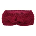 Winter warm knitted fleece lined twist headband thick thermal ear warmer hair band for women - Jujube Red