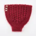 Fascia invernale in maglia rossa con decoro in strass X, scaldaorecchie soffice e caldo. - Stile Croce Strass / Rosso ciliegia