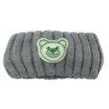 Grey knitted headband with cute embroidered bear patch for women daily washing face hair accessory - Light Heather Gray