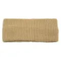 Khaki ribbed knit headband for women, cozy winter hair accessory and daily face wash hair hoop. - Camel