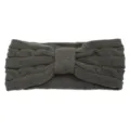 Dark gray knitted bow headband, warm cable knit hair band for women, cozy winter hair accessory. - Bow Cable Knit Headband (MT22-025) / Dark Gray
