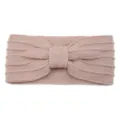 Pink knitted headband with a stylish bow knot design, warm and soft for daily wear. - Pink