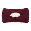 Bandeau tricoté rouge vin avec perles et strass élégants, accessoire de cheveux chaud hiver. - Bordeaux