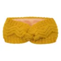 Yellow fleece-lined cable knit headband, cozy winter ear warmer and cold weather hair accessory. - Turmeric