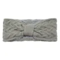 Gray cable knit headband with bow, fleece lined warm winter hair accessory for women. - Light Gray