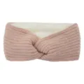Pink knitted twist headband with plush lining, warm fleece winter hair band for women. - Pink