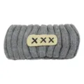 Grey knit headband with XXX embroidery, soft wide hair hoop for daily face washing wear. - Light Heather Grey