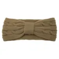 Khaki Knitted Bow Headband Double Layer Cable Knit Hair Band Warm Winter Headwear - Bow Cable Knit Headband (MT22-025) / Khaki
