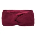 Cozy thick fleece lined knit twist headband warm winter ear warmer hair accessories - Burgundy