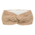 Cozy knitted fleece-lined winter headband warm ear warmer cable knit hair band for outdoor sports - Rice Pink