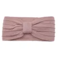 Pink knitted bow headband for women, stylish striped winter warm hair accessories knit loop. - Dusty Pink