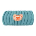 Blue knitted bear hair band, cozy wide brim headband, ideal for daily face washing wear. - Lake Blue