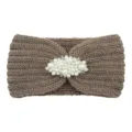 Bandeau tricoté en perles pour femme, bandeau de cheveux en laine chaude, accessoire élégant. - Kaki