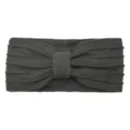 Dark Grey Knit Bow Headband Winter Warm Hair Band Ribbed Stripe Hair Accessories - Dark Gray