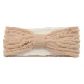 Beige Knitted Headband Fleece Lined Bow Winter Ear Warmers Soft Hair Band for Women - Rice Pink