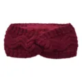 Wine red fleece lined knitted headband, warm winter ear warmer hair band accessory. - Burgundy