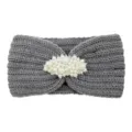 Bandeau tricoté gris avec fausses perles accessoire de cheveux hiver chaud élastique - Gris Moyen