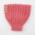 Fascia per capelli in maglia rosa invernale calda fascia in pile con ciondoli strass X copriorecchie - Stile Croce Strass / Rosa pelle