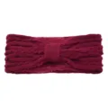 Women winter warm knitted headband fleece lined bow hair band ear warmer stylish - Burgundy
