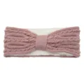 Cozy cable knit fleece headband with bow, soft faux fur lined winter ear warmer hair band. - Dusty Pink