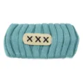 Blue knitted headband with embroidered XXX label, soft fleece wide hair hoop for women. - Lake Blue