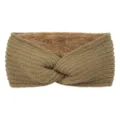 Knitted twist headband with cozy fleece lining, thick warm winter ear warmer for women. - Khaki