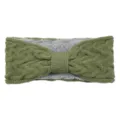 Green knitted fleece lined headband with bow warm winter hair band ear warmer for women - Bean Green