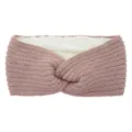 Pink knitted fleece-lined cross headband, thick warm winter ear warmer hair accessory sku - Dusky Pink