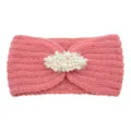 Bandeau tricoté en perles roses, serre-tête en laine chaude, accessoire élégant pour yoga et quotidien. - Vieux Rose