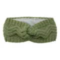 Thick knitted fleece-lined headband, winter warm ear warmer twist hair band for women. - Bean Green