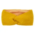 Yellow Knitted Twist Headband Fleece Lined Warm Thick Ear Warmer Winter Hair Accessory - Turmeric