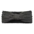 Dark grey knit headband with cozy fleece lining, winter bow hair band for warm ear protection. - Dark Gray