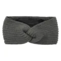 Dark grey knitted twist headband with fleece lining, thick warm winter ear warmer hair accessory. - Dark Gray
