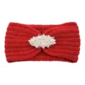 Bandeau en tricot rouge avec perles bandeau chaud d'hiver accessoire cheveux mode - Rouge Vif