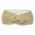 Khaki knitted fleece-lined headband, winter warm fuzzy ear warmer hair band variant accessory. - Beige