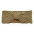 Knitted fleece-lined bow headband, thick winter warm hair band for women and sports. - Khaki