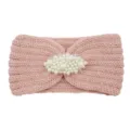 Bandeau tricoté rose avec perles pour femmes, élégant accessoire de cheveux d'hiver et yoga. - Rose Riz
