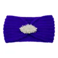 Bandeau en tricot violet avec perles pour femme, accessoire de cheveux chaud pour l'hiver doux. - Bleu saphir