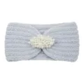 Bandeau tricoté bleu clair avec perles, bandeau polaire d'hiver confortable pour quotidien. - Gris Argent
